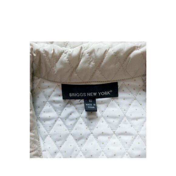 Briggs Size 10 Quilted Women's Cream Beige Thin Snap Front Jacket Tan New York - Picture 3 of 8